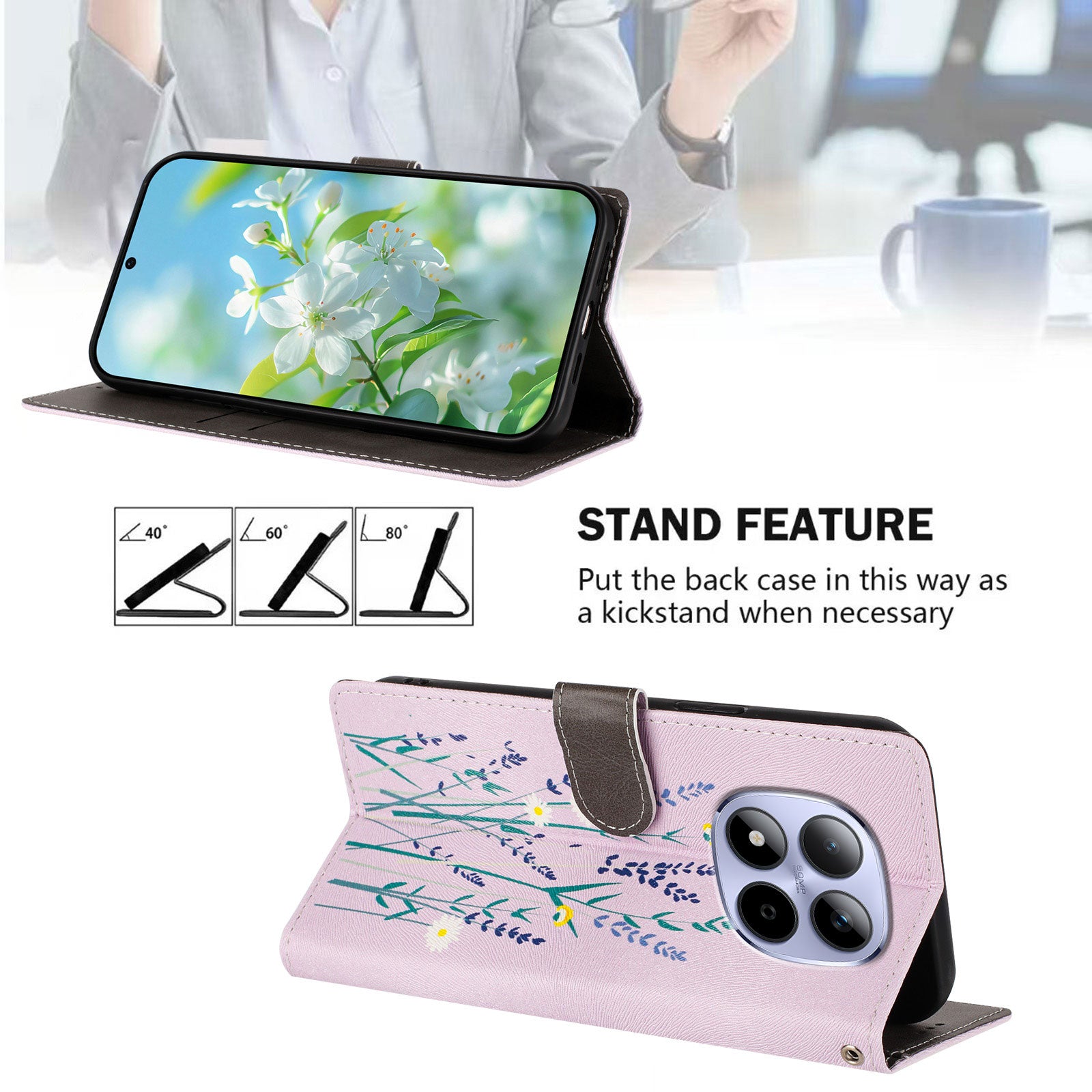 For Xiaomi Redmi Note 15 Pro 5G (Global) Case Pattern Print PU Leather Wallet Phone Cover with Wrist Strap - Lavender