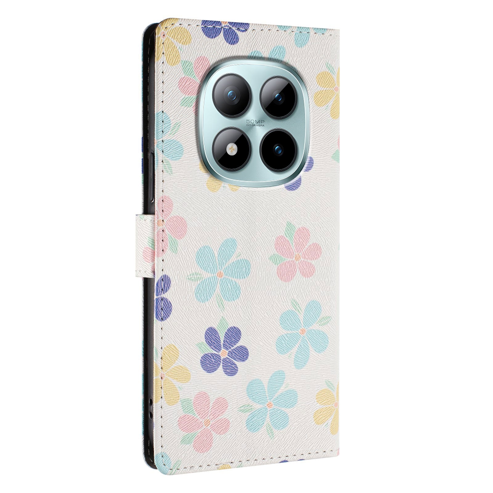 For Xiaomi Poco M8 Pro 5G / Redmi Note 15 Pro+ 5G (Global) Case Pattern Print PU Leather Wallet Phone Cover with Wrist Strap - Colored Flowers