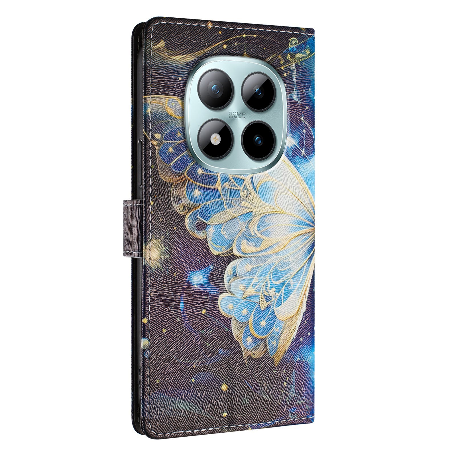 For Xiaomi Poco M8 Pro 5G / Redmi Note 15 Pro+ 5G (Global) Case Pattern Print PU Leather Wallet Phone Cover with Wrist Strap - Big Butterfly
