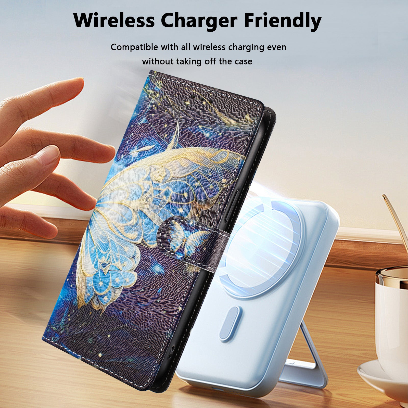 For Xiaomi Poco M8 Pro 5G / Redmi Note 15 Pro+ 5G (Global) Case Pattern Print PU Leather Wallet Phone Cover with Wrist Strap - Big Butterfly