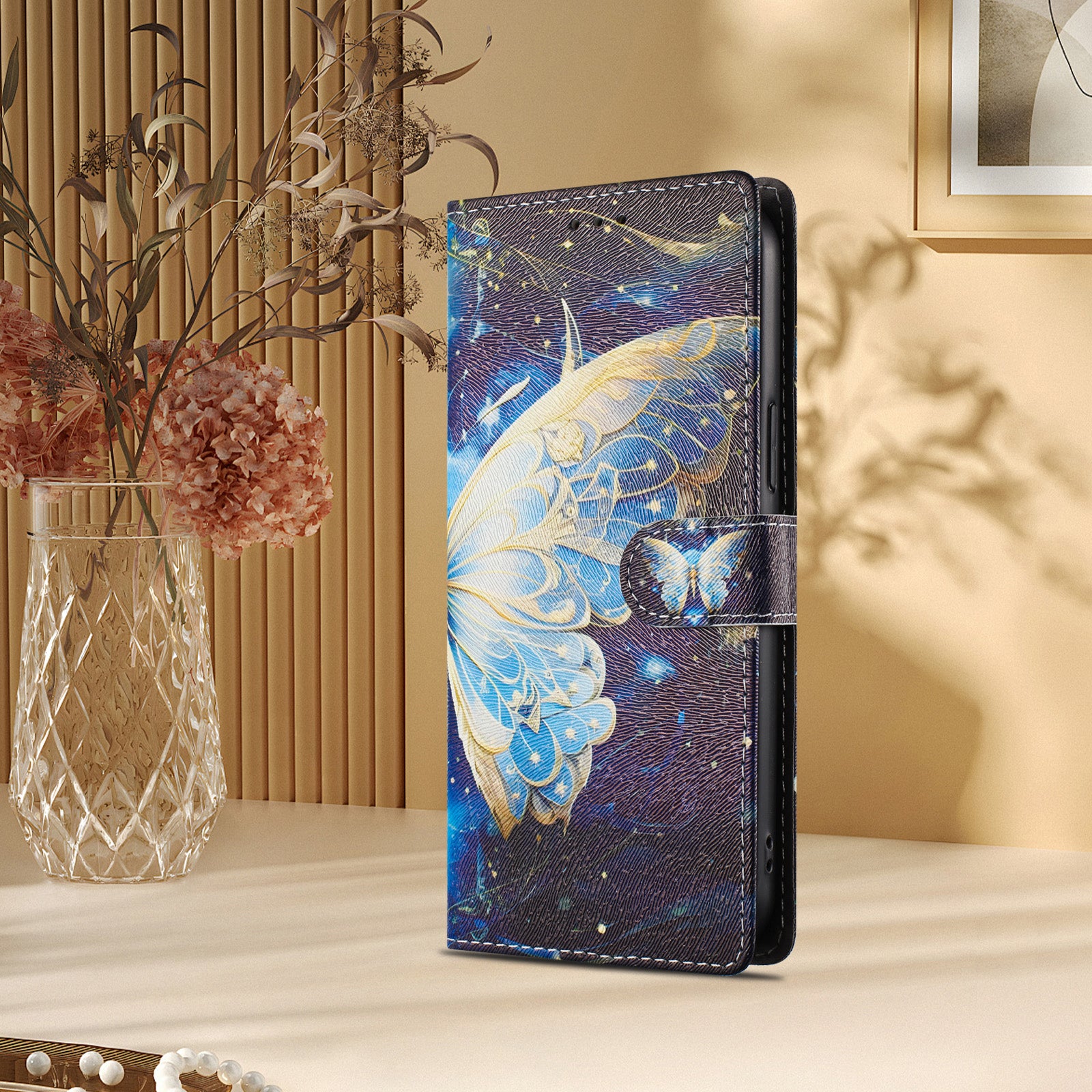 For Xiaomi Poco M8 Pro 5G / Redmi Note 15 Pro+ 5G (Global) Case Pattern Print PU Leather Wallet Phone Cover with Wrist Strap - Big Butterfly