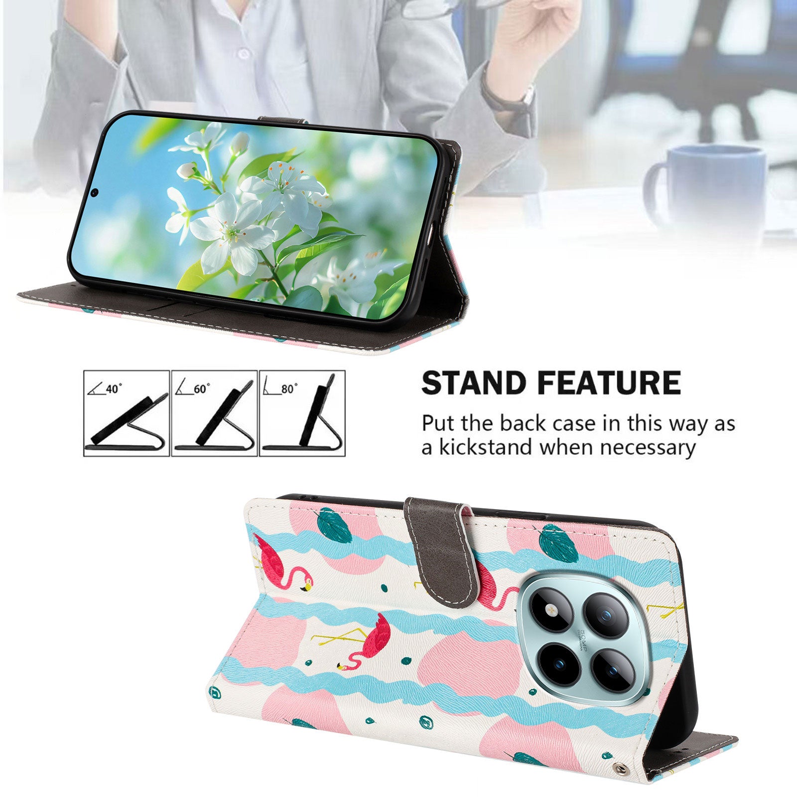 For Xiaomi Poco M8 Pro 5G / Redmi Note 15 Pro+ 5G (Global) Case Pattern Print PU Leather Wallet Phone Cover with Wrist Strap - Birds