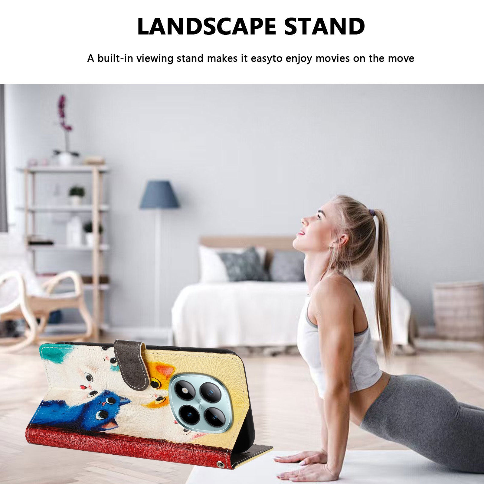 For Xiaomi Poco M8 Pro 5G / Redmi Note 15 Pro+ 5G (Global) Case Pattern Print PU Leather Wallet Phone Cover with Wrist Strap - Colorful Cats