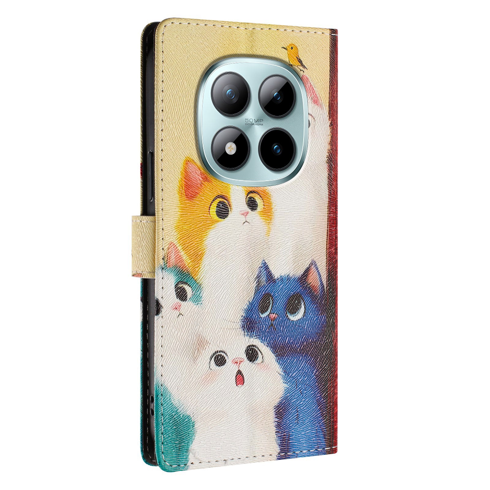 For Xiaomi Poco M8 Pro 5G / Redmi Note 15 Pro+ 5G (Global) Case Pattern Print PU Leather Wallet Phone Cover with Wrist Strap - Colorful Cats