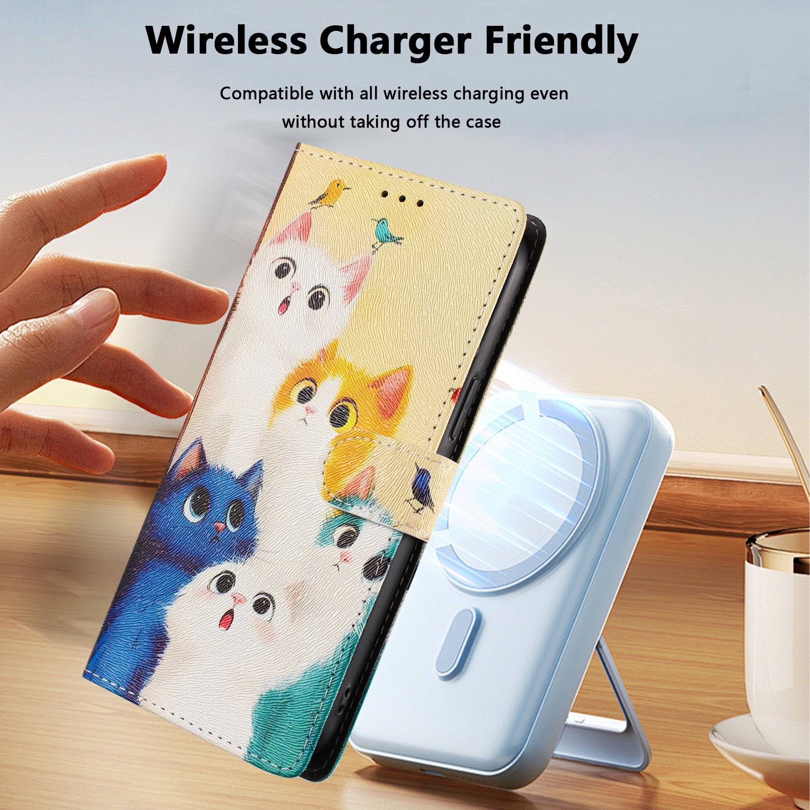 For Xiaomi Poco M8 Pro 5G / Redmi Note 15 Pro+ 5G (Global) Case Pattern Print PU Leather Wallet Phone Cover with Wrist Strap - Colorful Cats