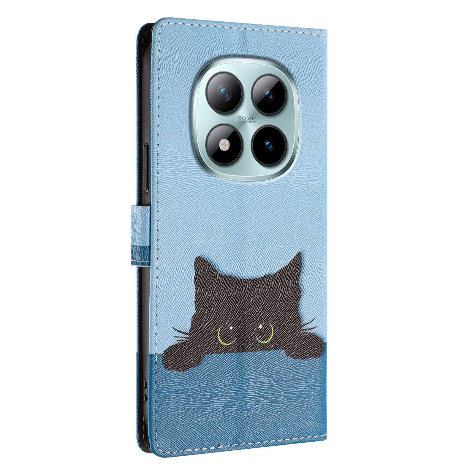 For Xiaomi Poco M8 Pro 5G / Redmi Note 15 Pro+ 5G (Global) Case Pattern Print PU Leather Wallet Phone Cover with Wrist Strap - Black Cat