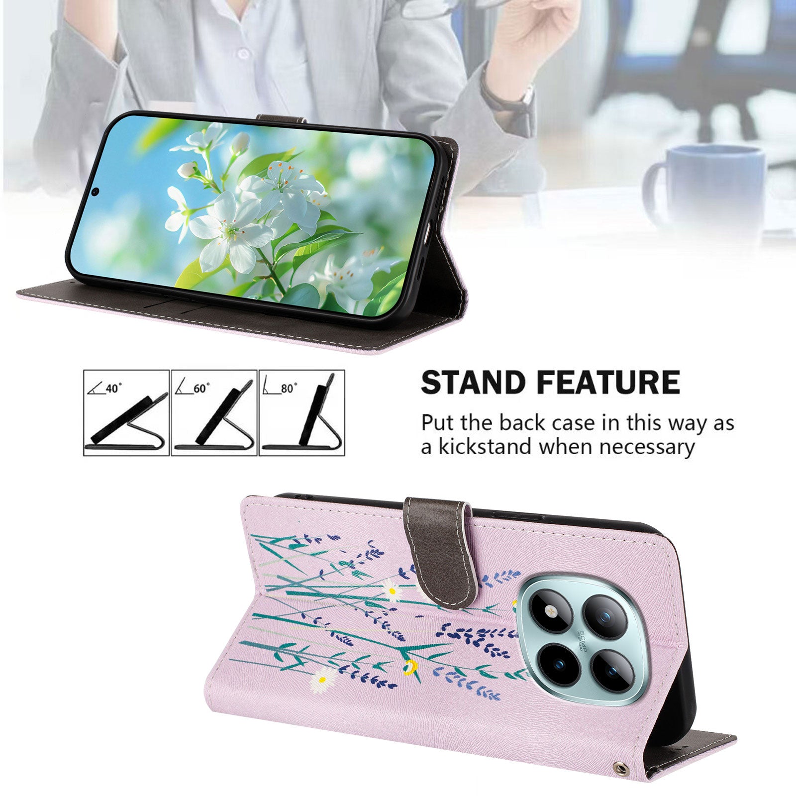 For Xiaomi Poco M8 Pro 5G / Redmi Note 15 Pro+ 5G (Global) Case Pattern Print PU Leather Wallet Phone Cover with Wrist Strap - Lavender