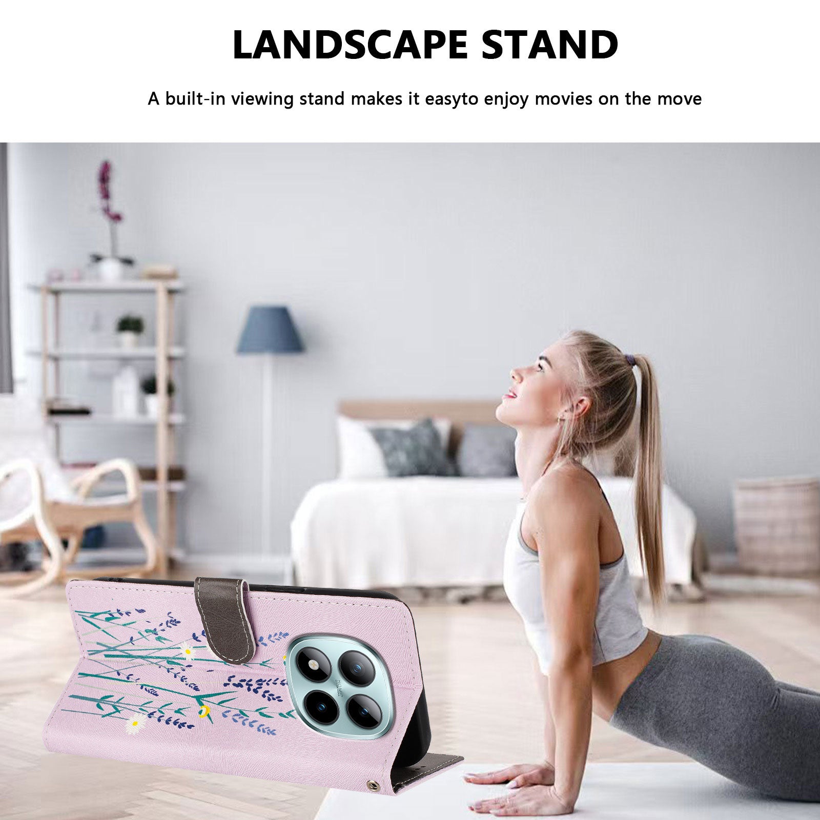 For Xiaomi Poco M8 Pro 5G / Redmi Note 15 Pro+ 5G (Global) Case Pattern Print PU Leather Wallet Phone Cover with Wrist Strap - Lavender