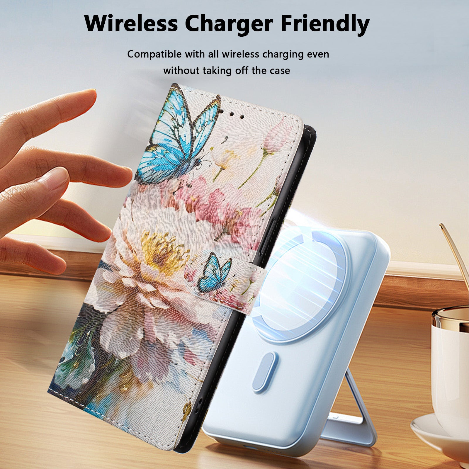 For Xiaomi Poco M8 Pro 5G / Redmi Note 15 Pro+ 5G (Global) Case Pattern Print PU Leather Wallet Phone Cover with Wrist Strap - Butterfly / Flower