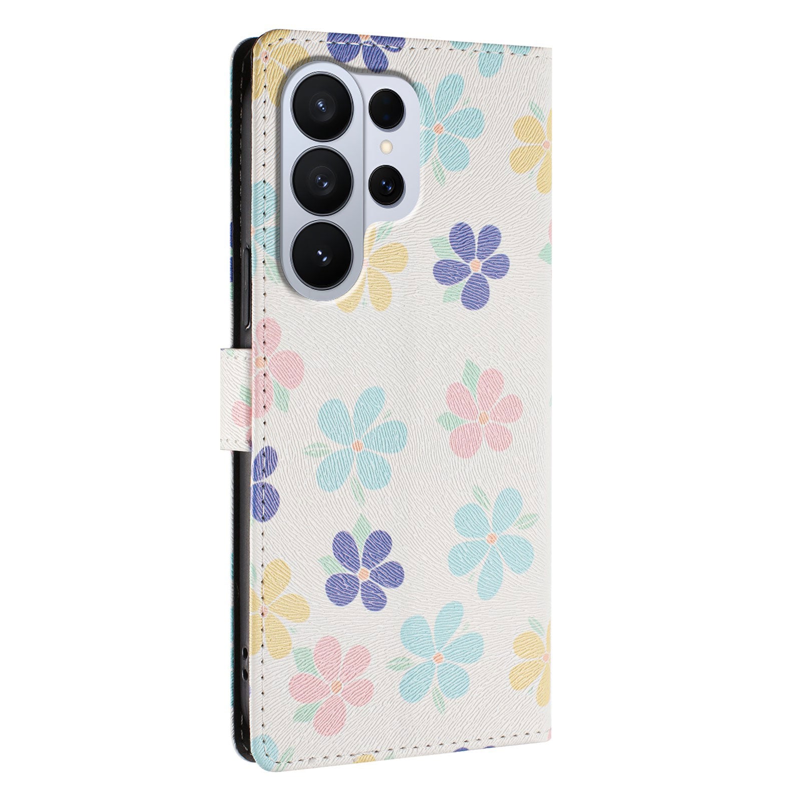 For-Samsung-Galaxy-S26-Ultra-Case-Pattern-Print-PU-Leather-Wallet-Phone-Cover-with-Wrist-Strap-Colored-Flowers