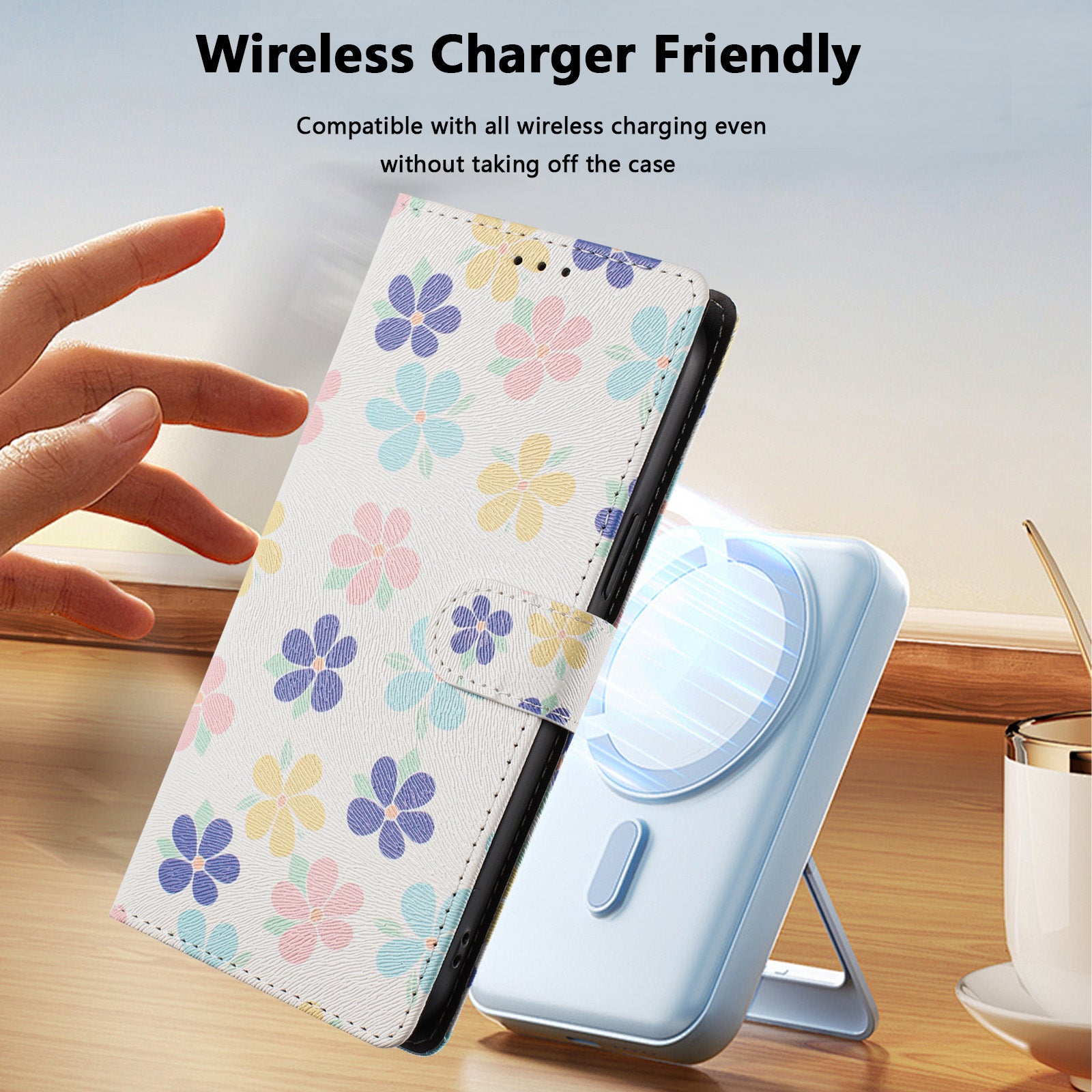 For-Samsung-Galaxy-S26-Ultra-Case-Pattern-Print-PU-Leather-Wallet-Phone-Cover-with-Wrist-Strap-Colored-Flowers