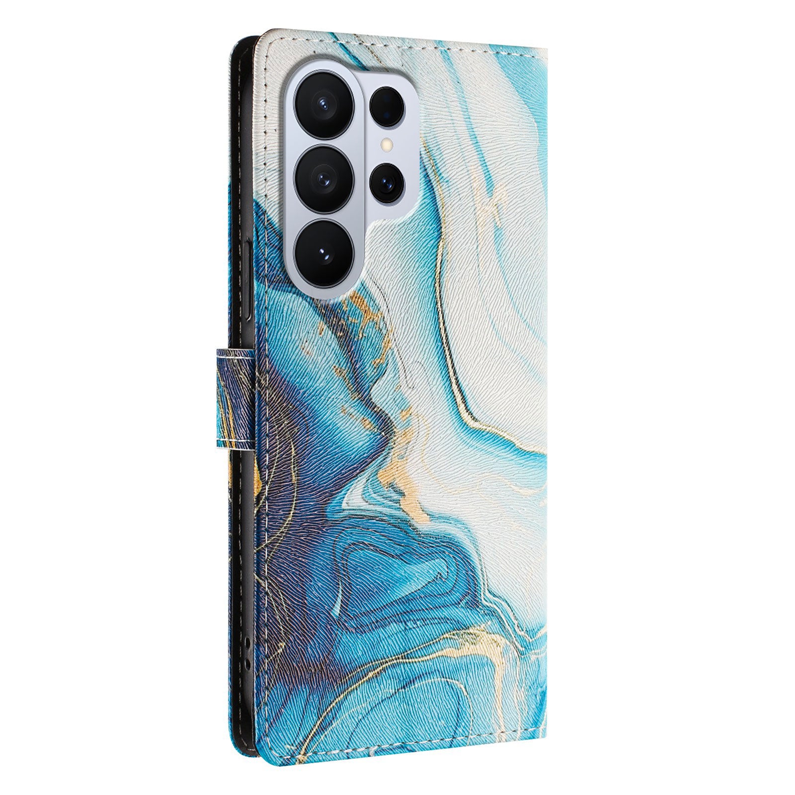 For-Samsung-Galaxy-S26-Ultra-Case-Pattern-Print-PU-Leather-Wallet-Phone-Cover-with-Wrist-Strap-Blue-Marble