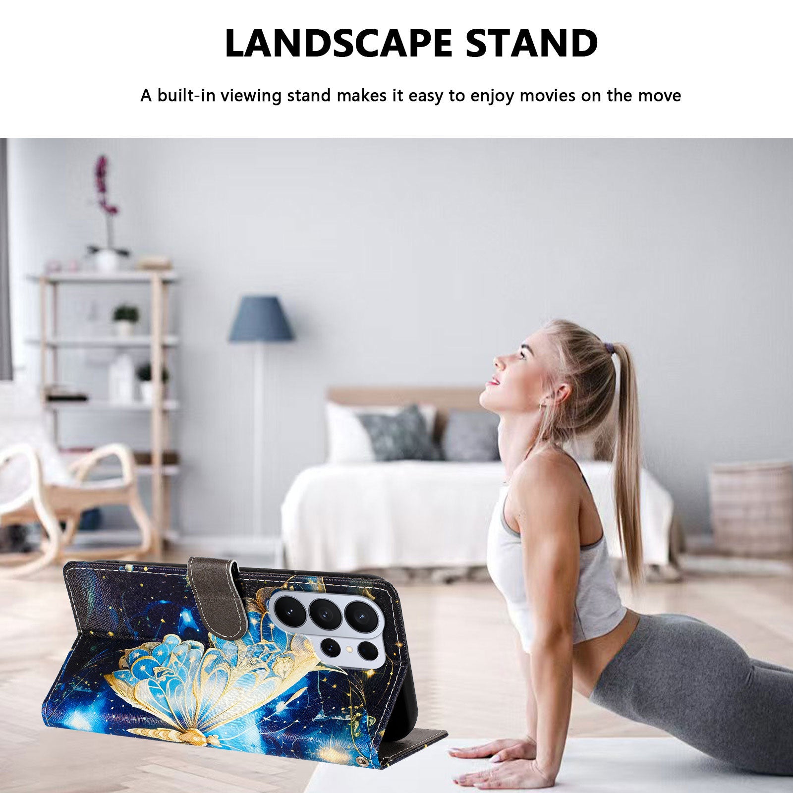 For-Samsung-Galaxy-S26-Ultra-Case-Pattern-Print-PU-Leather-Wallet-Phone-Cover-with-Wrist-Strap-Big-Butterfly