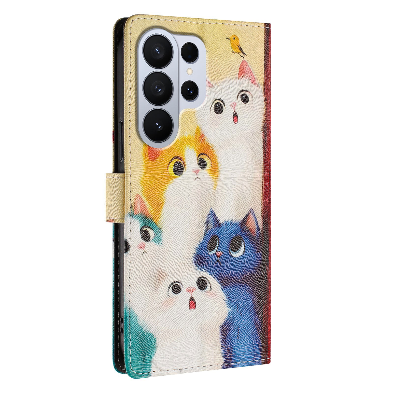 For-Samsung-Galaxy-S26-Ultra-Case-Pattern-Print-PU-Leather-Wallet-Phone-Cover-with-Wrist-Strap-Colorful-Cats