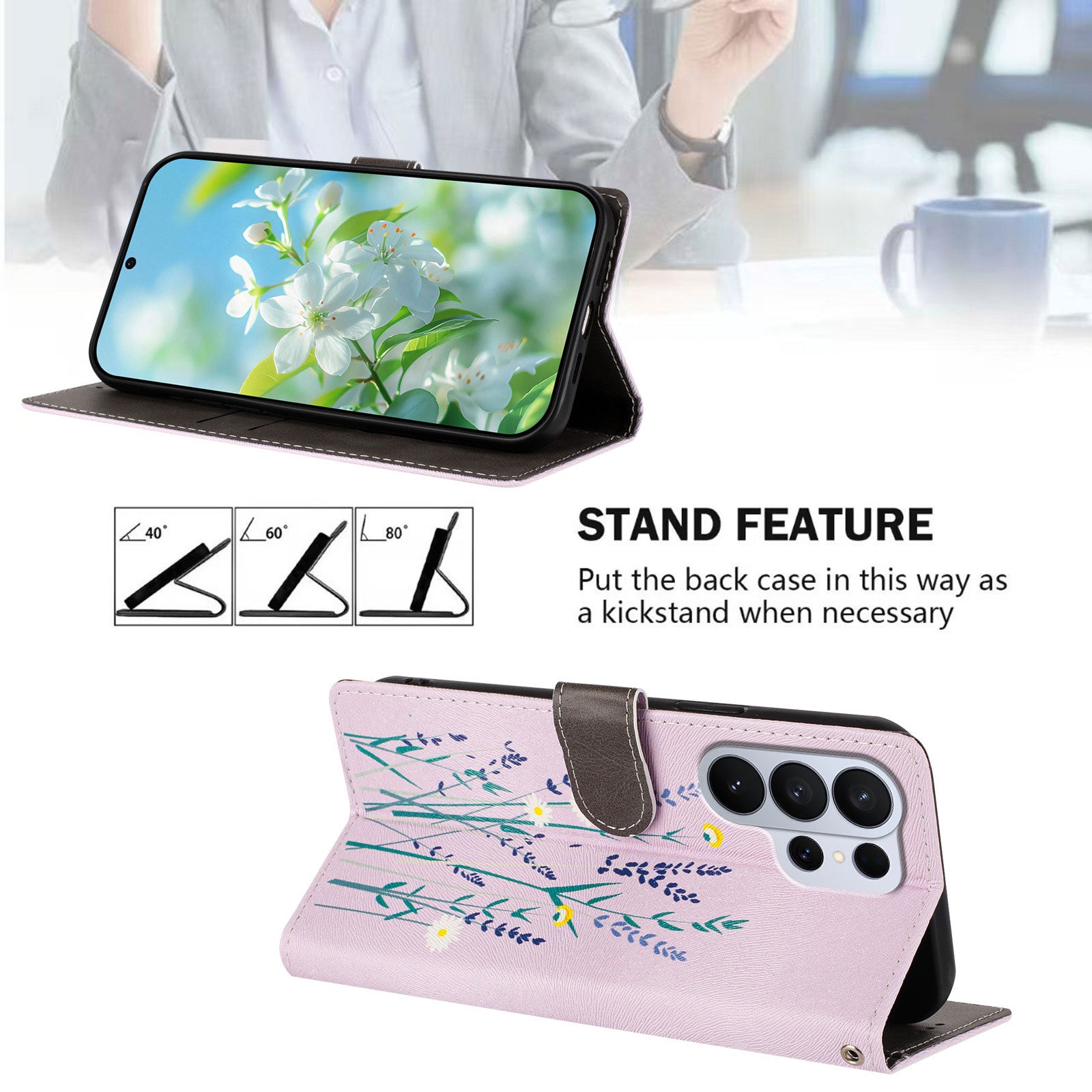 For-Samsung-Galaxy-S26-Ultra-Case-Pattern-Print-PU-Leather-Wallet-Phone-Cover-with-Wrist-Strap-Lavender