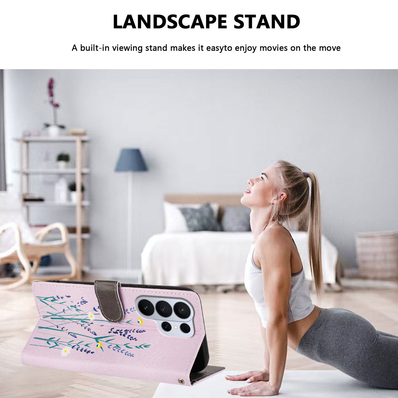 For-Samsung-Galaxy-S26-Ultra-Case-Pattern-Print-PU-Leather-Wallet-Phone-Cover-with-Wrist-Strap-Lavender