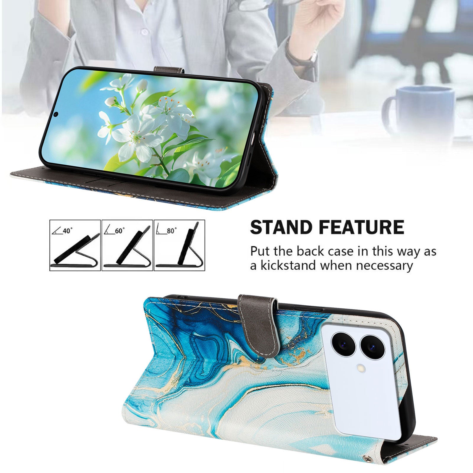 For-Samsung-Galaxy-S26-Edge-Case-Pattern-Print-PU-Leather-Wallet-Phone-Cover-with-Wrist-Strap-Blue-Marble