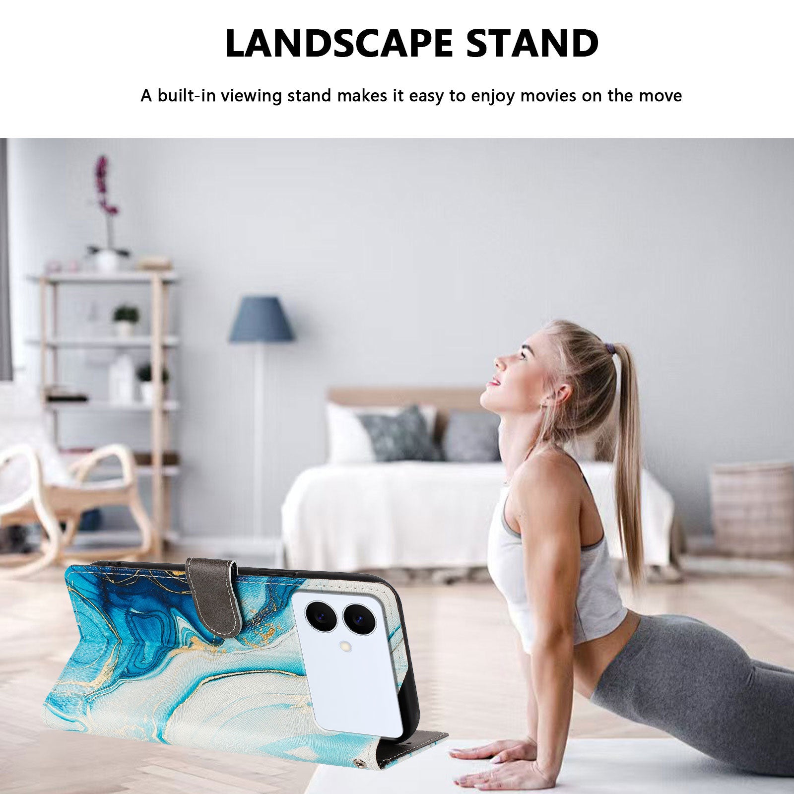 For-Samsung-Galaxy-S26-Edge-Case-Pattern-Print-PU-Leather-Wallet-Phone-Cover-with-Wrist-Strap-Blue-Marble