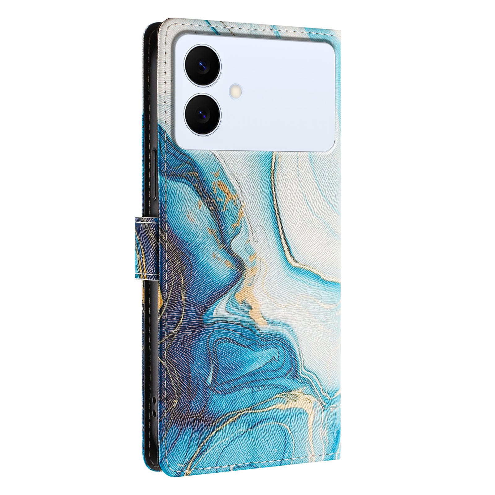 For-Samsung-Galaxy-S26-Edge-Case-Pattern-Print-PU-Leather-Wallet-Phone-Cover-with-Wrist-Strap-Blue-Marble