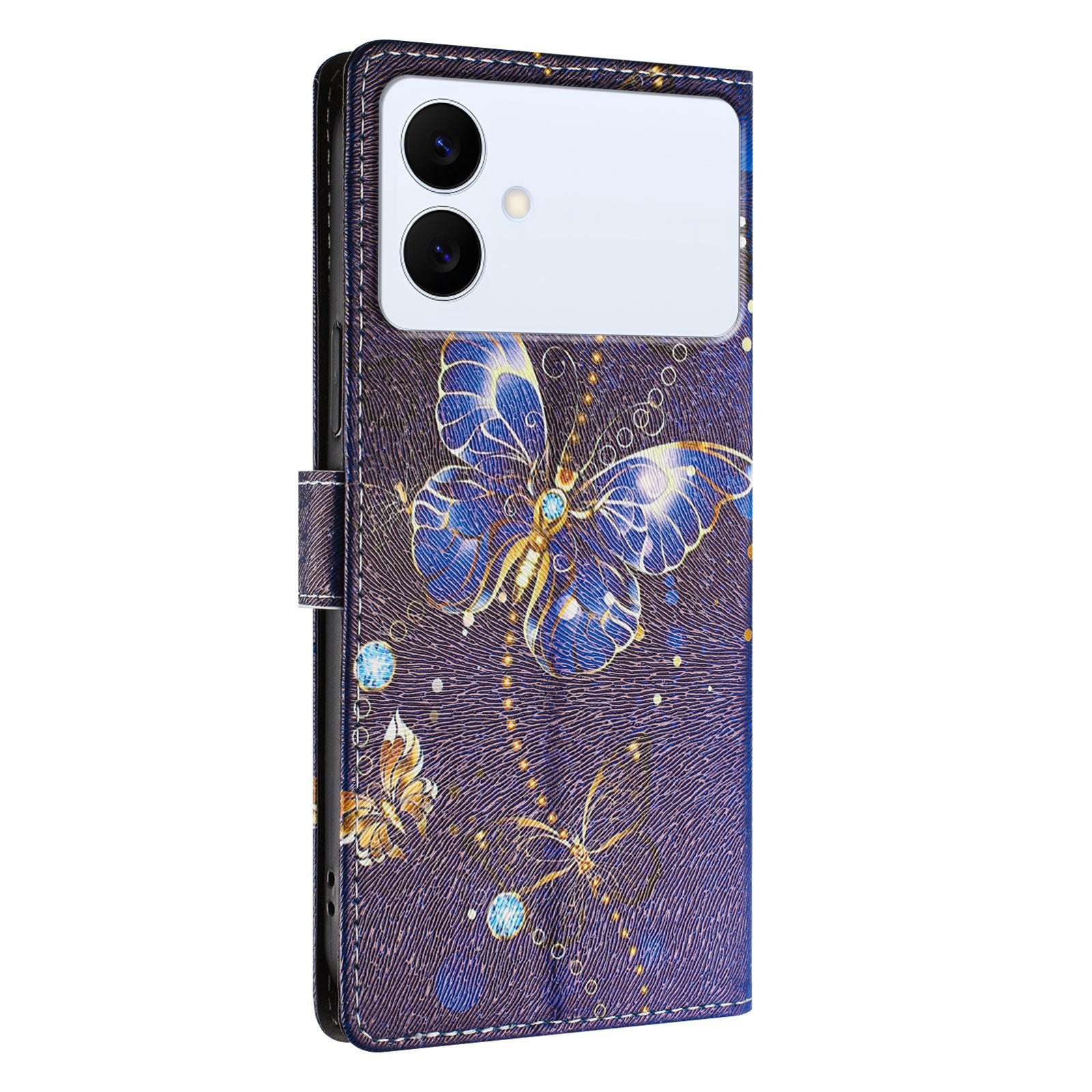 For-Samsung-Galaxy-S26-Edge-Case-Pattern-Print-PU-Leather-Wallet-Phone-Cover-with-Wrist-Strap-Blue-Butterfly