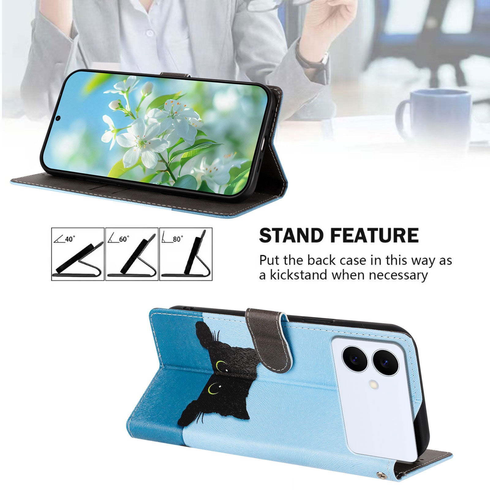 For-Samsung-Galaxy-S26-Edge-Case-Pattern-Print-PU-Leather-Wallet-Phone-Cover-with-Wrist-Strap-Black-Cat