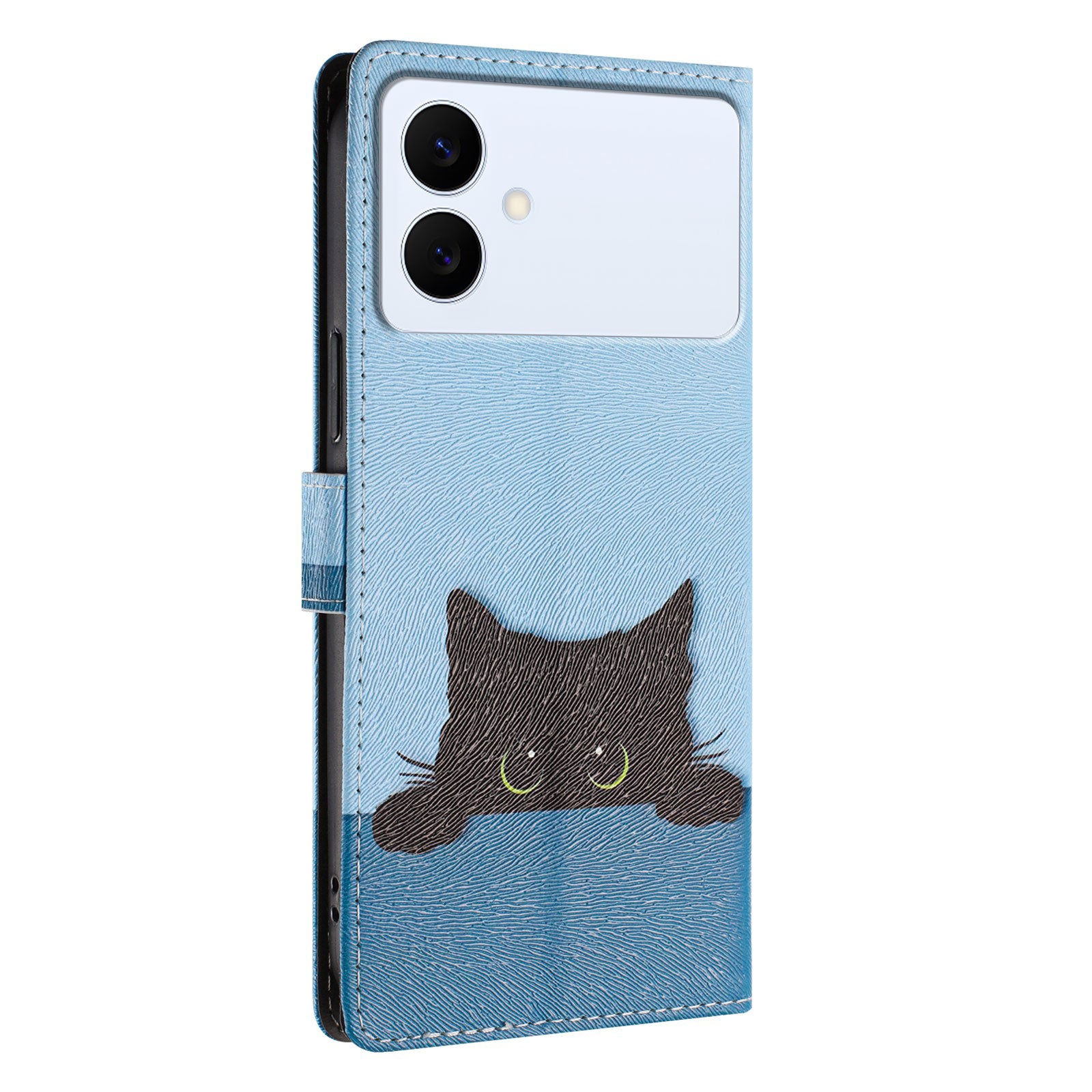 For-Samsung-Galaxy-S26-Edge-Case-Pattern-Print-PU-Leather-Wallet-Phone-Cover-with-Wrist-Strap-Black-Cat