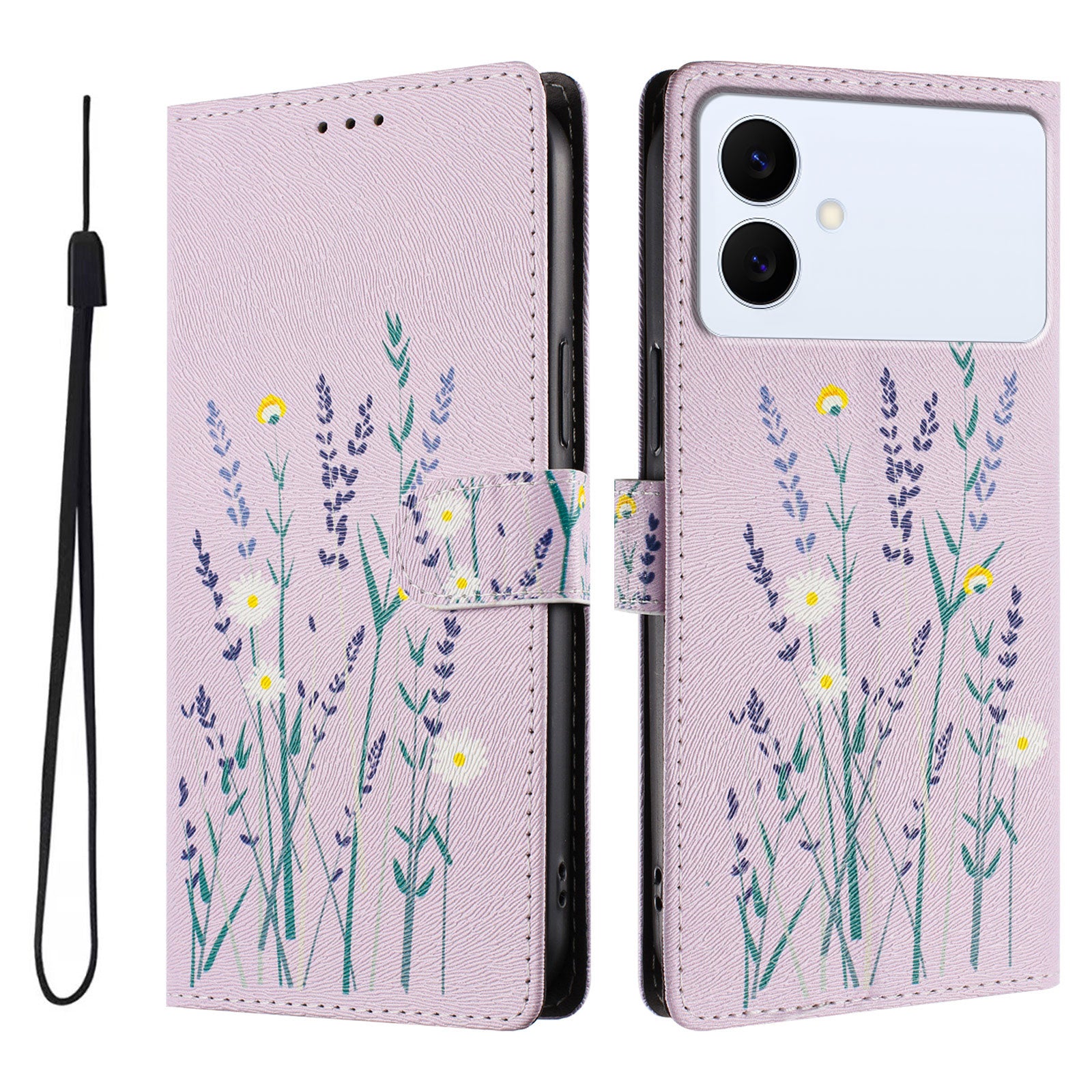 For-Samsung-Galaxy-S26-Edge-Case-Pattern-Print-PU-Leather-Wallet-Phone-Cover-with-Wrist-Strap-Lavender