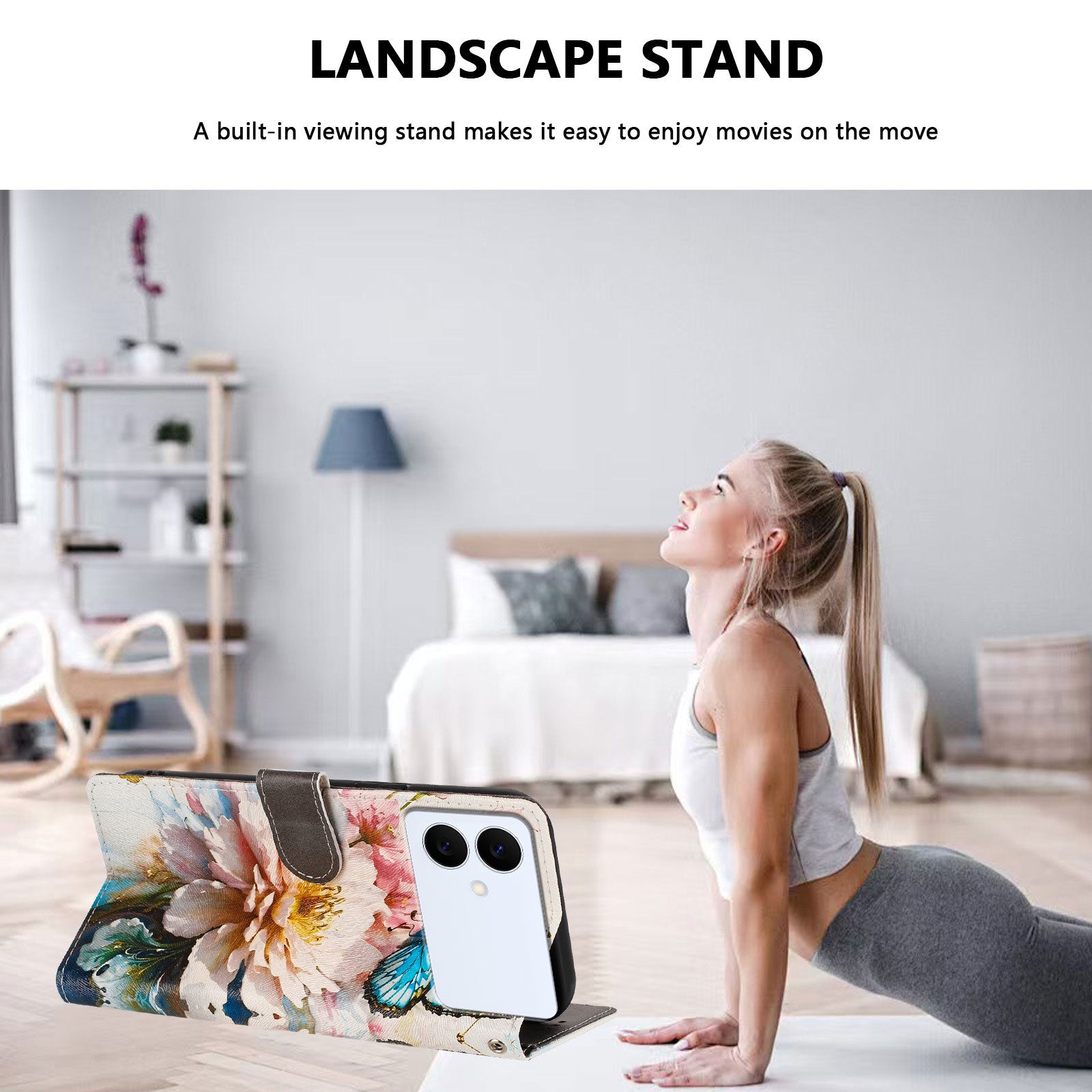 For-Samsung-Galaxy-S26-Edge-Case-Pattern-Print-PU-Leather-Wallet-Phone-Cover-with-Wrist-Strap-Butterfly-/-Flower