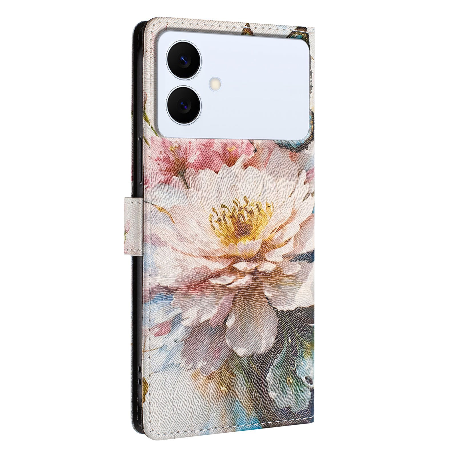 For-Samsung-Galaxy-S26-Edge-Case-Pattern-Print-PU-Leather-Wallet-Phone-Cover-with-Wrist-Strap-Butterfly-/-Flower
