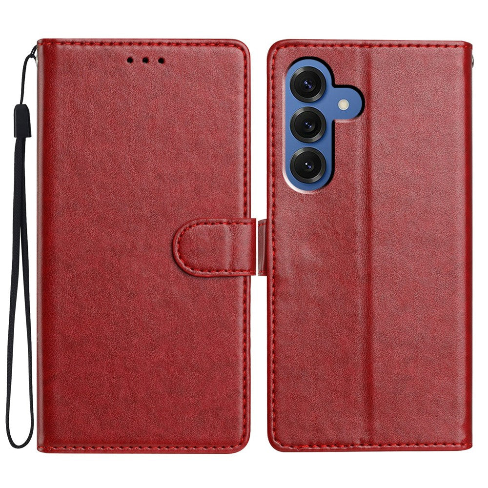 For-Samsung-Galaxy-S26-/-S26-Pro-Leather-Case-Wallet-Stand-Phone-Cover-with-Handy-Strap-Red