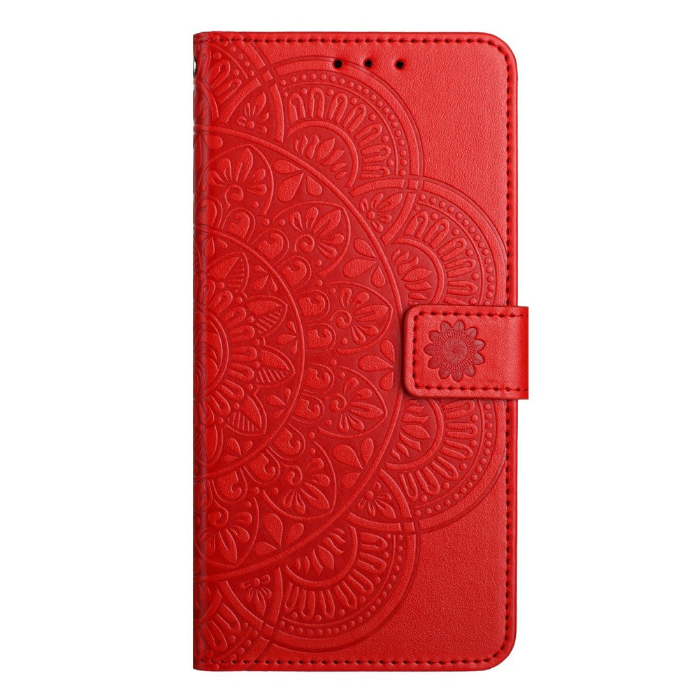 For-Samsung-Galaxy-S26-/-S26-Pro-Leather-Case-with-Card-Slots-Mandala-Pattern-Phone-Cover-Stand-Red
