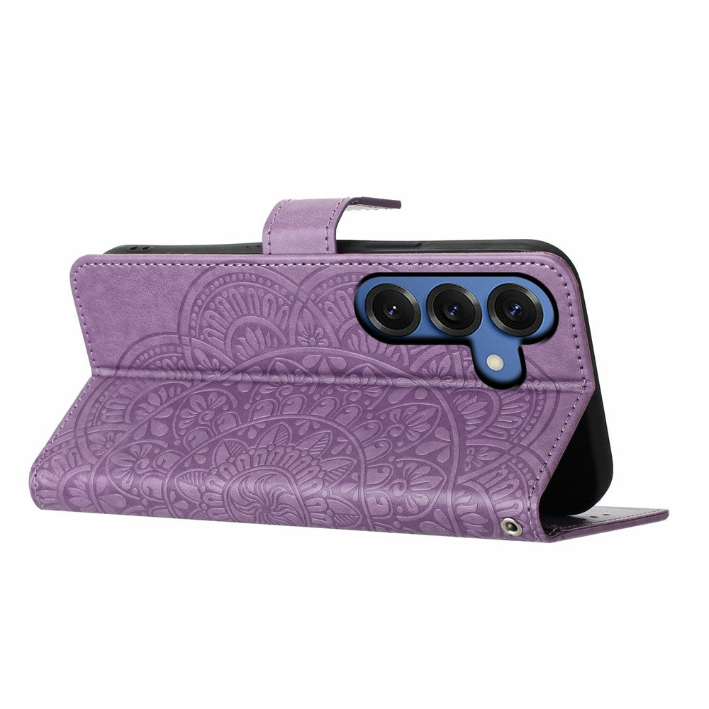 For-Samsung-Galaxy-S26-/-S26-Pro-Leather-Case-with-Card-Slots-Mandala-Pattern-Phone-Cover-Stand-Purple