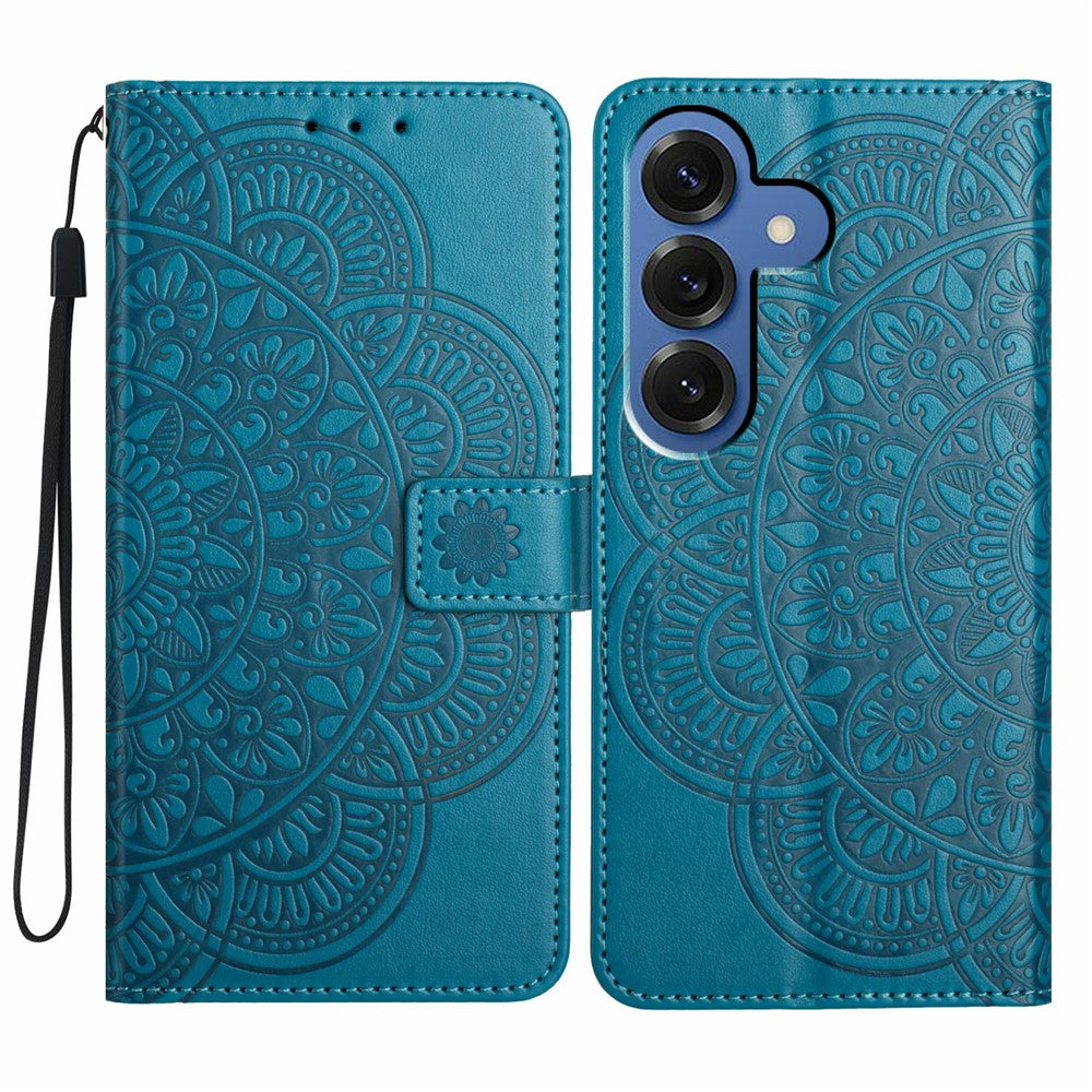 For-Samsung-Galaxy-S26-/-S26-Pro-Leather-Case-with-Card-Slots-Mandala-Pattern-Phone-Cover-Stand-Blue