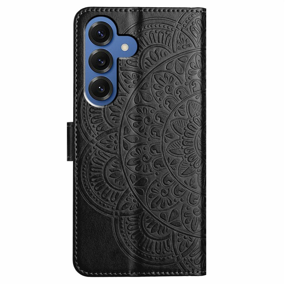 For-Samsung-Galaxy-S26-/-S26-Pro-Leather-Case-with-Card-Slots-Mandala-Pattern-Phone-Cover-Stand-Black
