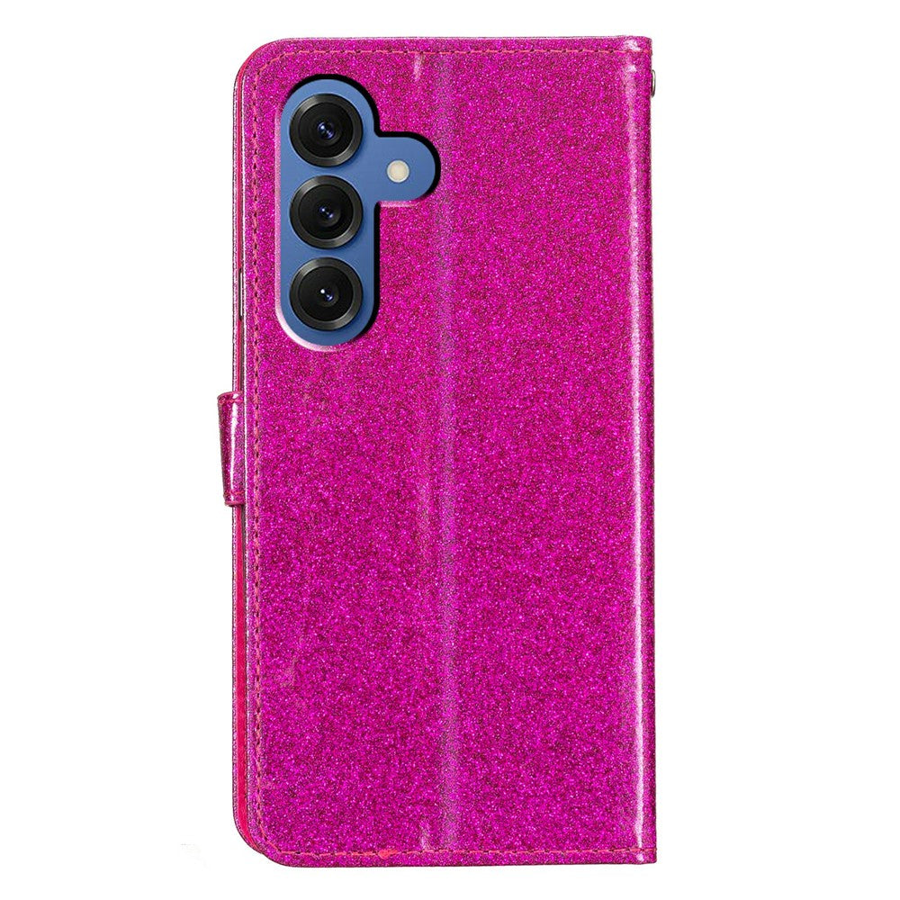 For-Samsung-Galaxy-S26-/-S26-Pro-Wallet-Case-Glitter-Anti-Scratch-Leather-Stand-Phone-Cover-with-Strap-Rose
