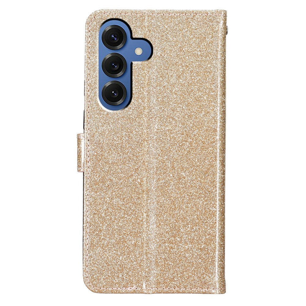 For-Samsung-Galaxy-S26-/-S26-Pro-Wallet-Case-Glitter-Anti-Scratch-Leather-Stand-Phone-Cover-with-Strap-Gold