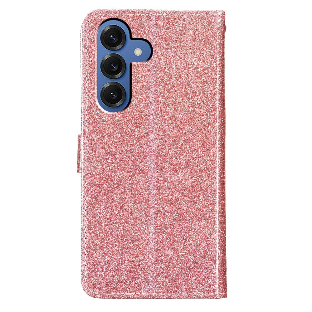 For-Samsung-Galaxy-S26-/-S26-Pro-Wallet-Case-Glitter-Anti-Scratch-Leather-Stand-Phone-Cover-with-Strap-Rose-Gold