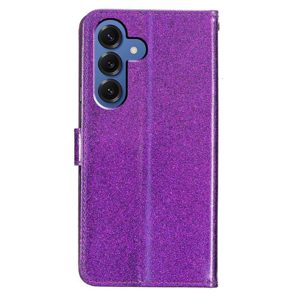 For-Samsung-Galaxy-S26-/-S26-Pro-Wallet-Case-Glitter-Anti-Scratch-Leather-Stand-Phone-Cover-with-Strap-Purple