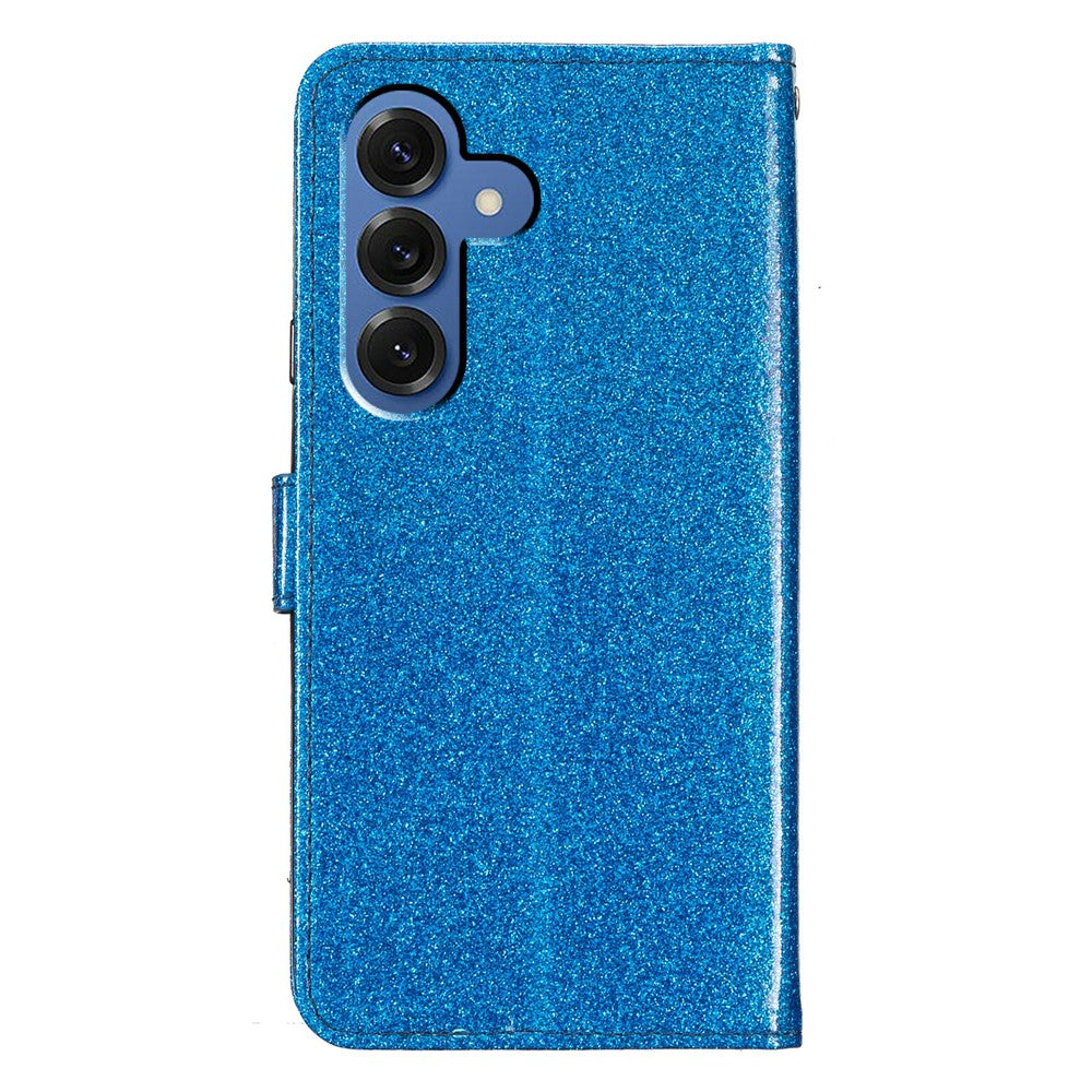 For-Samsung-Galaxy-S26-/-S26-Pro-Wallet-Case-Glitter-Anti-Scratch-Leather-Stand-Phone-Cover-with-Strap-Blue