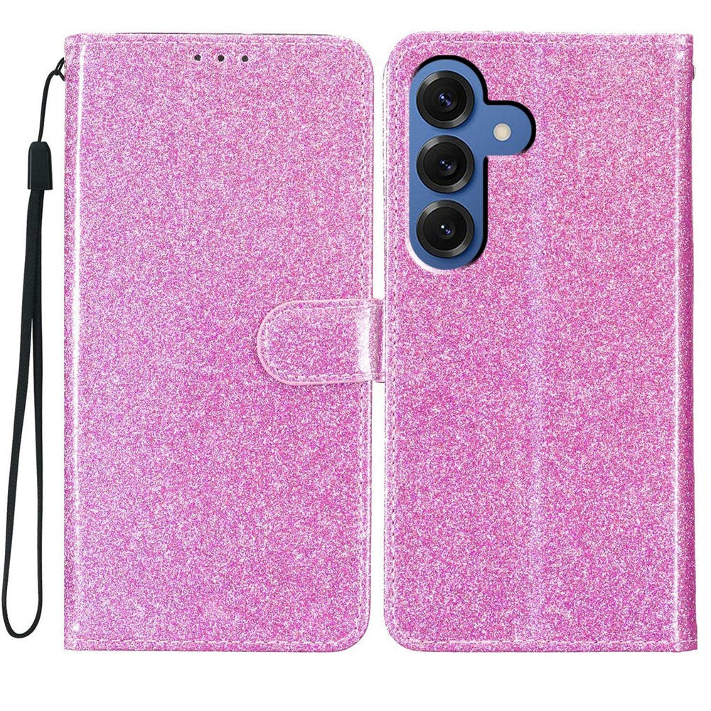 For-Samsung-Galaxy-S26-/-S26-Pro-Wallet-Case-Glitter-Anti-Scratch-Leather-Stand-Phone-Cover-with-Strap-Light-Purple