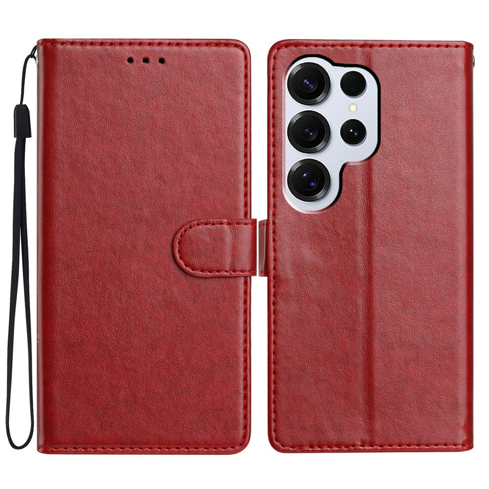 For-Samsung-Galaxy-S26-Ultra-Leather-Case-Wallet-Stand-Phone-Cover-with-Handy-Strap-Red