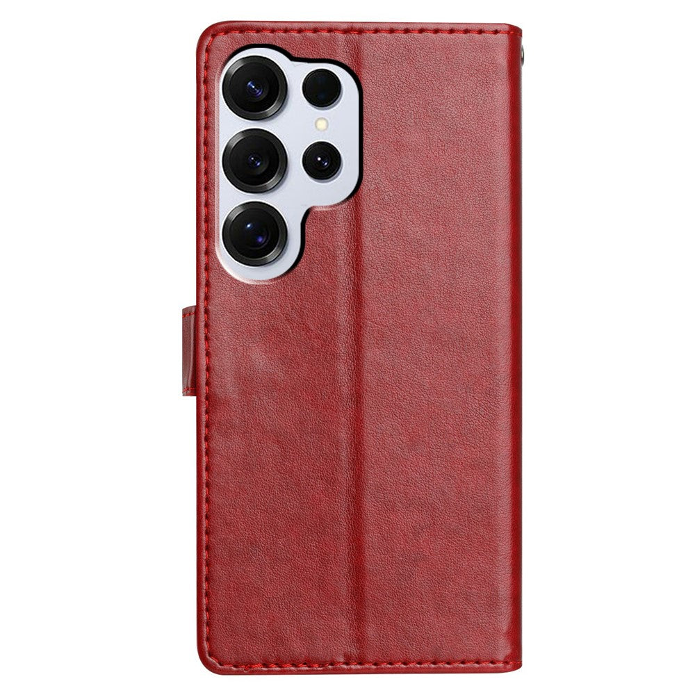 For-Samsung-Galaxy-S26-Ultra-Leather-Case-Wallet-Stand-Phone-Cover-with-Handy-Strap-Red