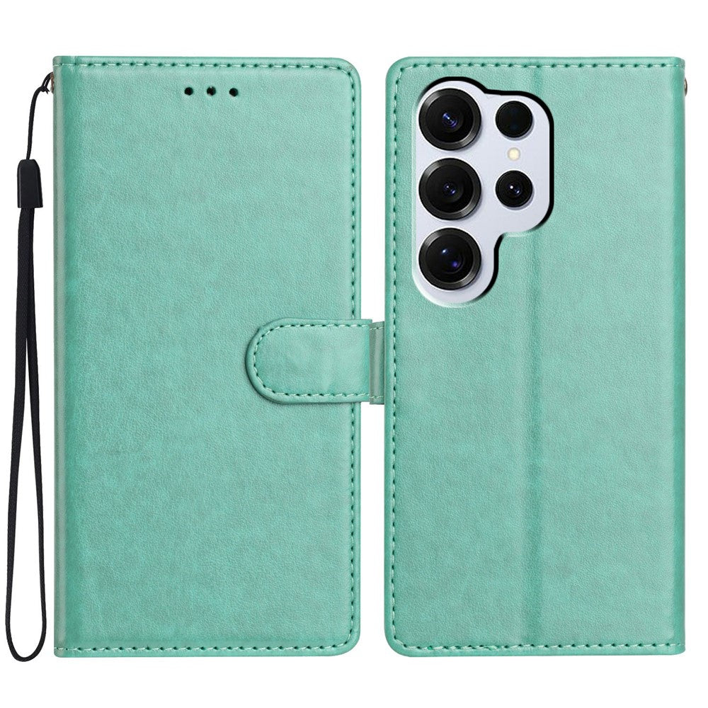 For-Samsung-Galaxy-S26-Ultra-Leather-Case-Wallet-Stand-Phone-Cover-with-Handy-Strap-Green