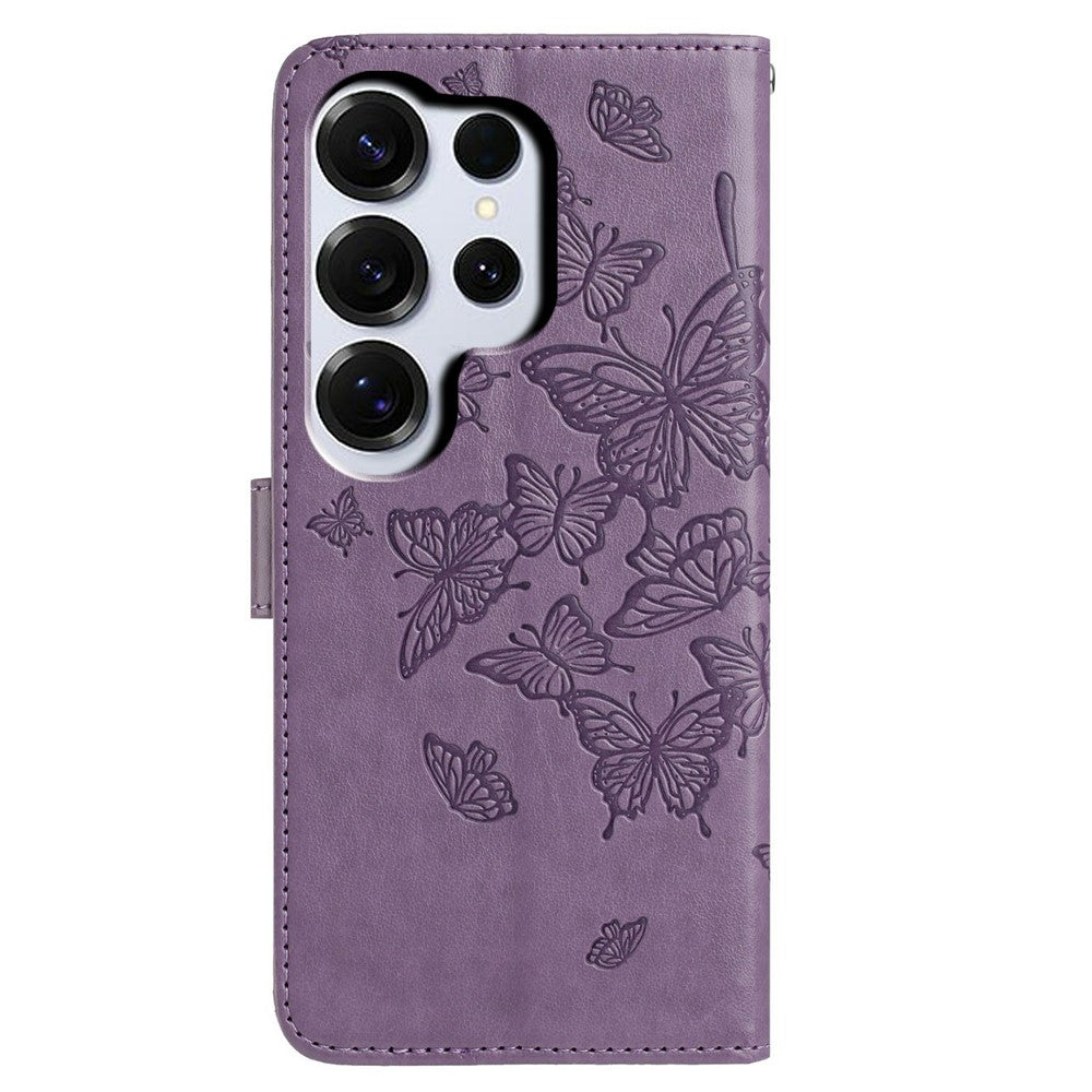 For-Samsung-Galaxy-S26-Ultra-Case-Butterfly-Imprinted-Wallet-Stand-PU-Leather-Flip-Phone-Cover-with-Strap-Purple