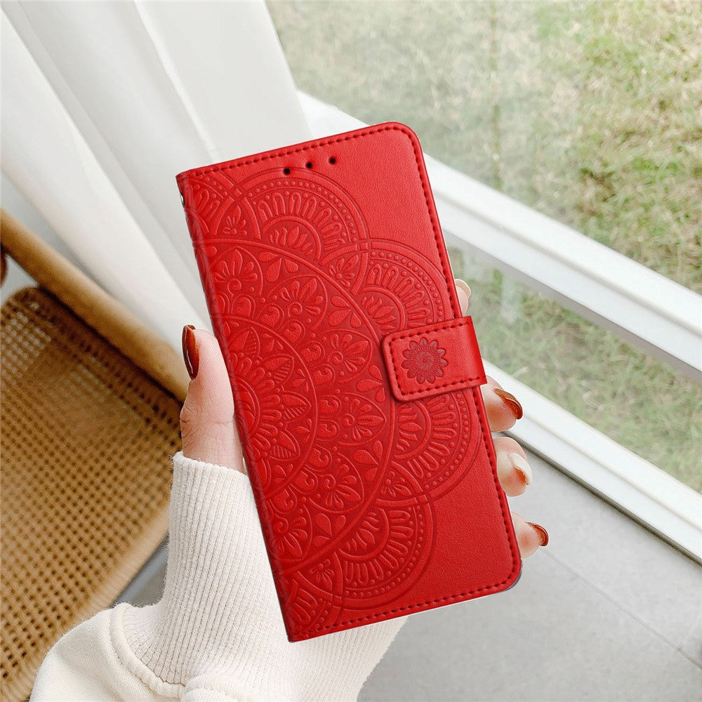 For-Samsung-Galaxy-S26-Ultra-Leather-Case-with-Card-Slots-Mandala-Pattern-Phone-Cover-Stand-Red