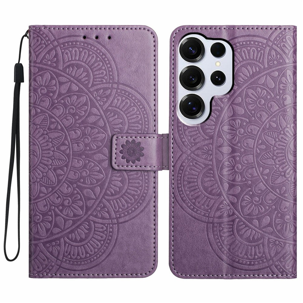 For-Samsung-Galaxy-S26-Ultra-Leather-Case-with-Card-Slots-Mandala-Pattern-Phone-Cover-Stand-Purple