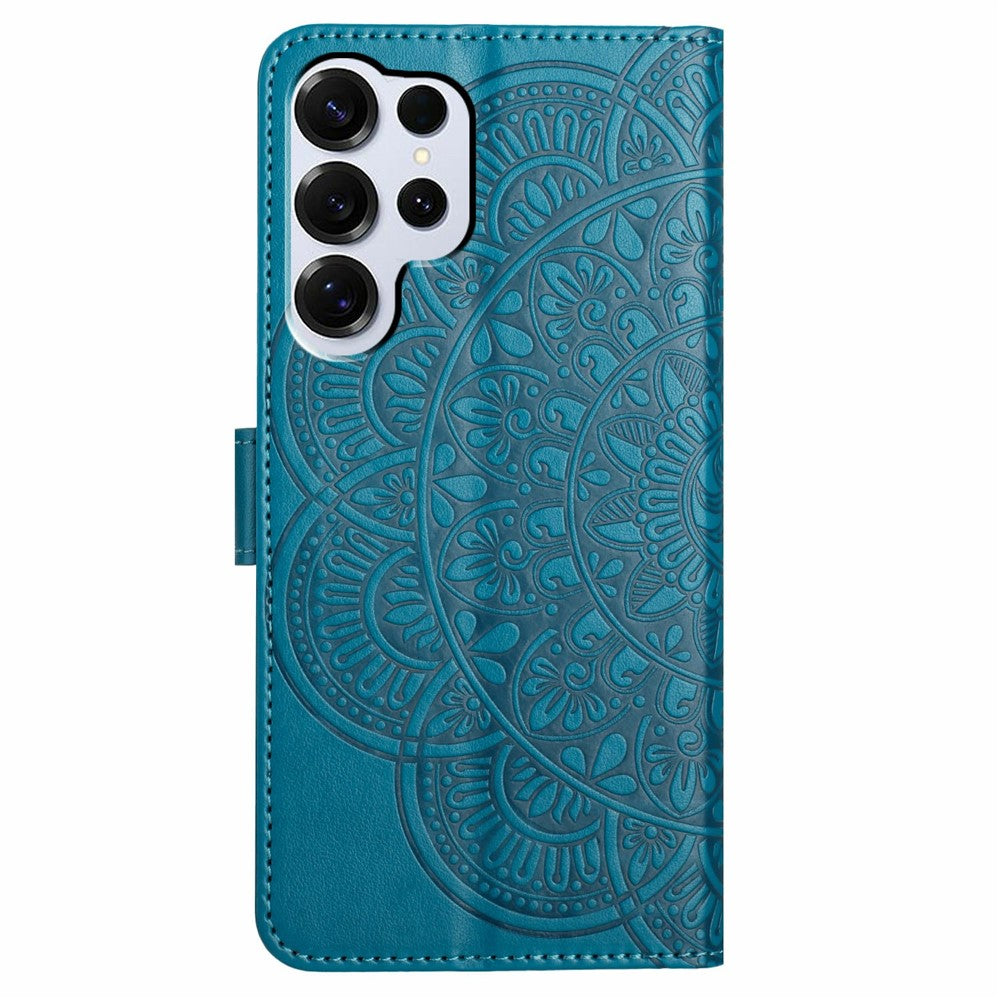 For-Samsung-Galaxy-S26-Ultra-Leather-Case-with-Card-Slots-Mandala-Pattern-Phone-Cover-Stand-Blue