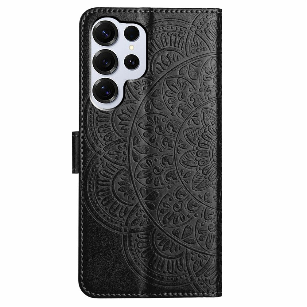 For-Samsung-Galaxy-S26-Ultra-Leather-Case-with-Card-Slots-Mandala-Pattern-Phone-Cover-Stand-Black