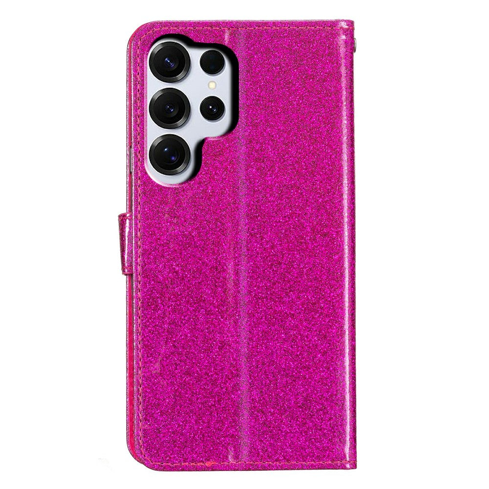 For-Samsung-Galaxy-S26-Ultra-Wallet-Case-Glitter-Anti-Scratch-Leather-Stand-Phone-Cover-with-Strap-Rose