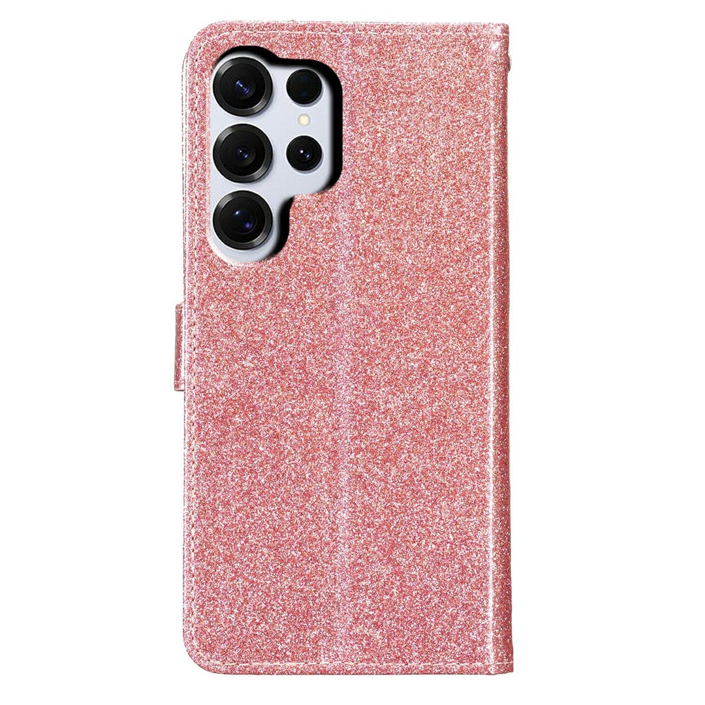 For-Samsung-Galaxy-S26-Ultra-Wallet-Case-Glitter-Anti-Scratch-Leather-Stand-Phone-Cover-with-Strap-Rose-Gold